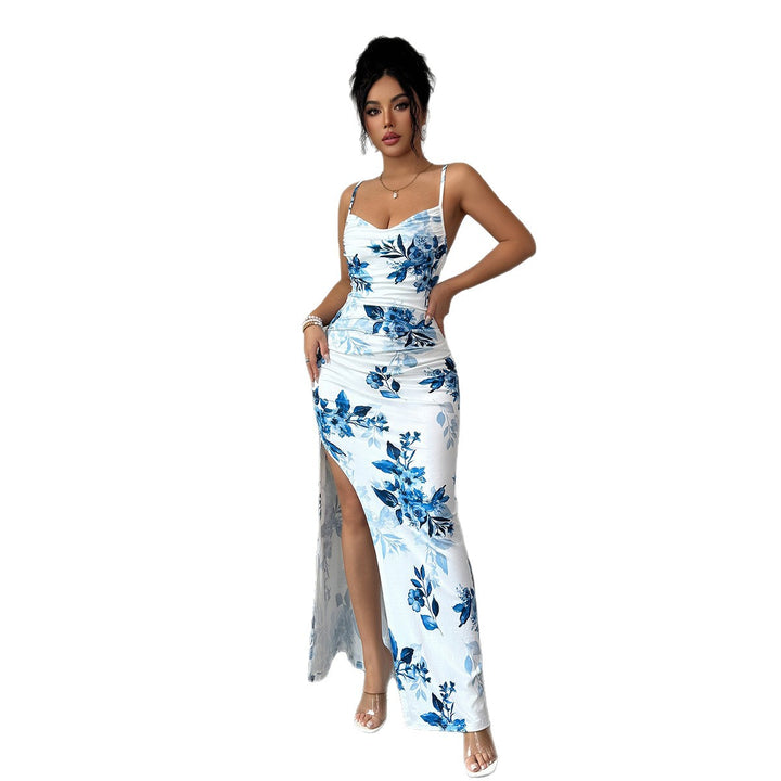 Damen Maxi-Kleid mit seitlichem Schlitz und blumigem Design Drune