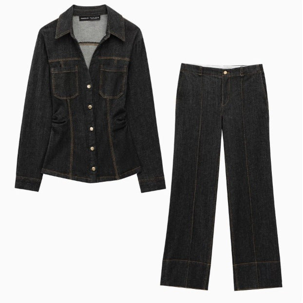 Damen 600+ taillierte Jeansjacke mit Brusttaschen und figurformenden Abnähern Drune