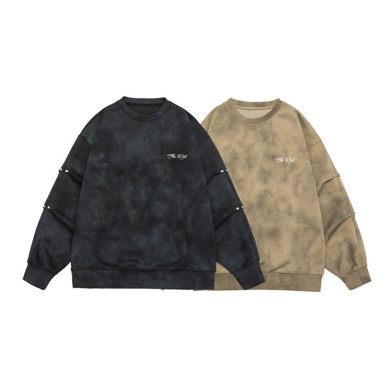 Unisex Oversize-Sweatshirt mit Stonewash-Optik und Ärmel-Druckknöpfen Drune