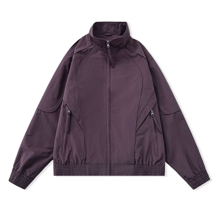 Damen Kurze Boxy‑Utility‑Jacke mit ergonomischen Teilungsnähten, hohem Stehkragen und Kordelzug Drune