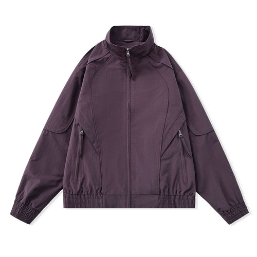 Damen Kurze Boxy‑Utility‑Jacke mit ergonomischen Teilungsnähten, hohem Stehkragen und Kordelzug Drune
