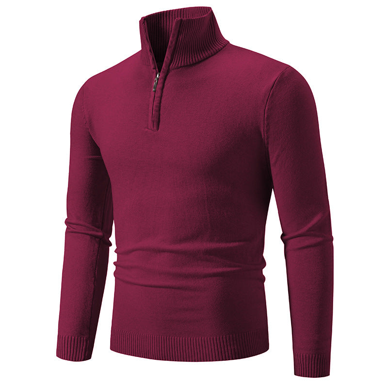 Herren nan Feinstrick-Halbzip-Pullover mit Rippen-Stehkragen und schmaler Passform Drune