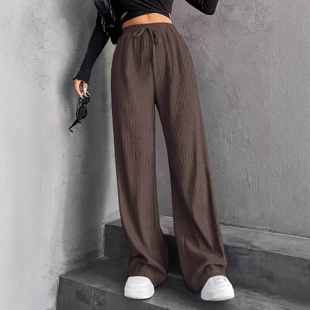 Damen weite Plissee-Hose mit elastischem Bund Drune