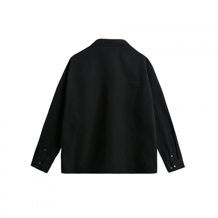 Unisex Oversize Hemdjacke mit Pattentaschen, Druckknopfblende und Karabiner-Detail Drune