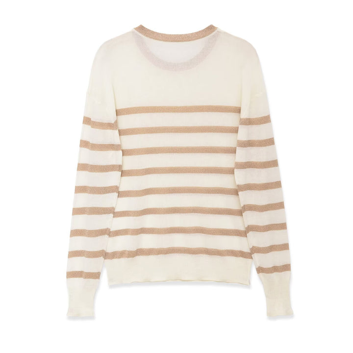 Damen Feinstrickpullover mit Lurex-Streifen und Rundhalsausschnitt Drune