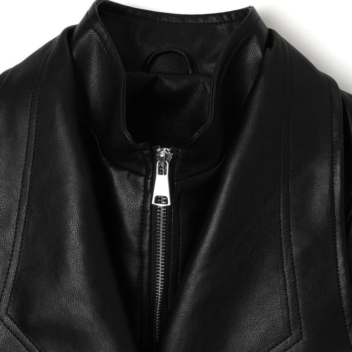 Damen Modische Lederjacke mit Volant Drune