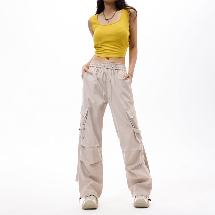 Herren Baggy‑Cargo‑Hose mit modularen Klappfächern, Band‑Details und Kordelbund Drune