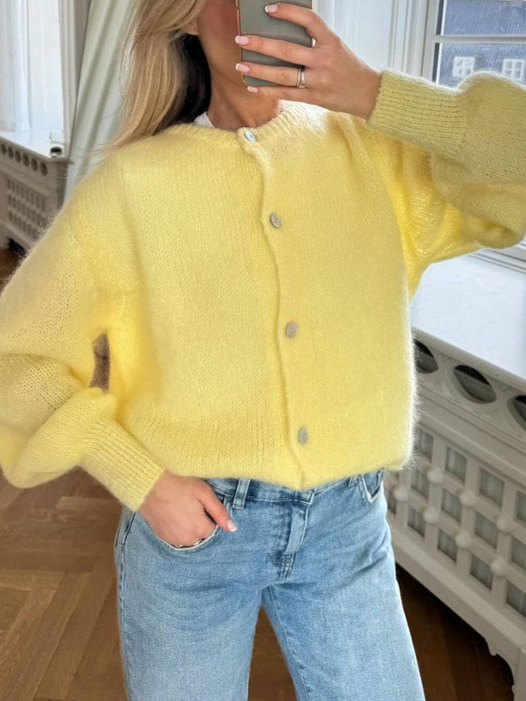 Drune | Damen Cashmere Cardigan mit Rundhalsausschnitt und Knopfverschluss
