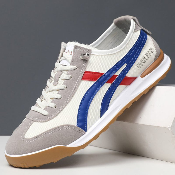 Herren Retro-leichte Low-Top Sneaker mit Canvas-Obermaterial und Wildleder-Overlays Drune