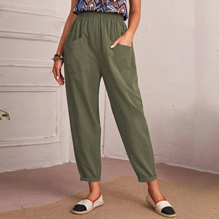 Damen Bequeme Utility-Hose mit elastischem Bund und praktischen Taschen Drune