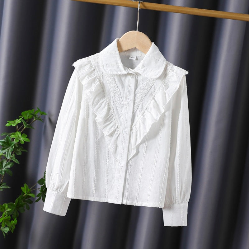 Damen Bluse mit Rüschendetails und feinen Stickereien Drune