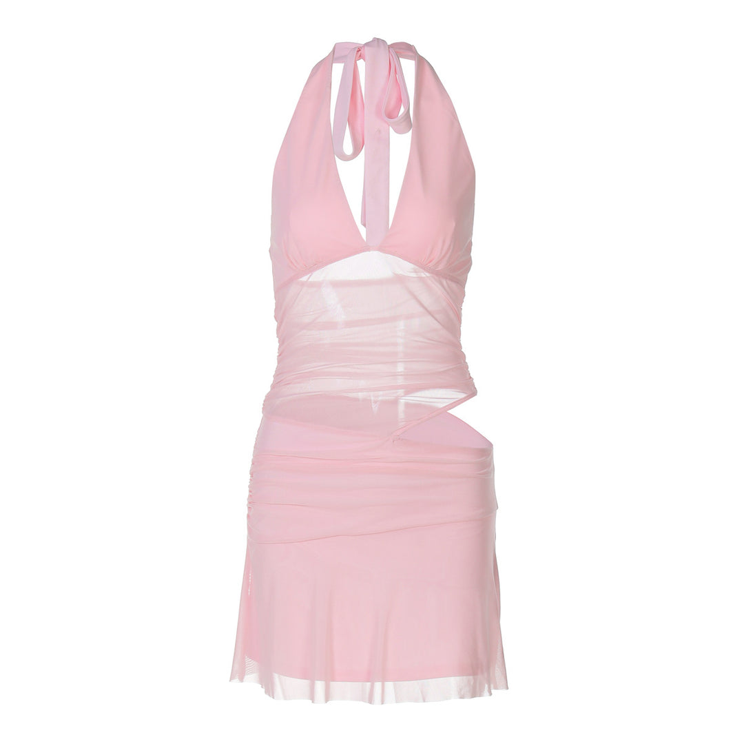 Damen Verspieltes Wickelkleid mit Neckholder-Design und Raffung Drune