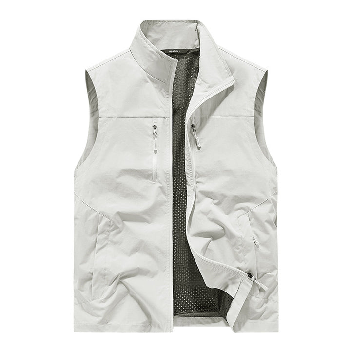 Herren Leichte Outdoorweste mit Mesh-Innenfutter und Multifunktionstaschen Drune