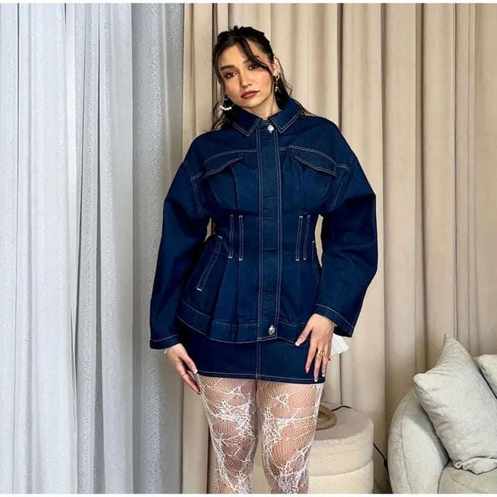 Damen modische Denim-Jacke Drune
