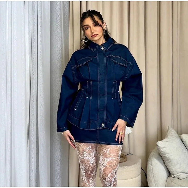Damen modische Denim-Jacke Drune