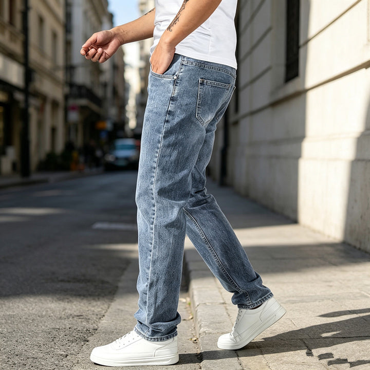 Herren Elegante Slim-Fit Jeans mit modischem Used-Look Drune