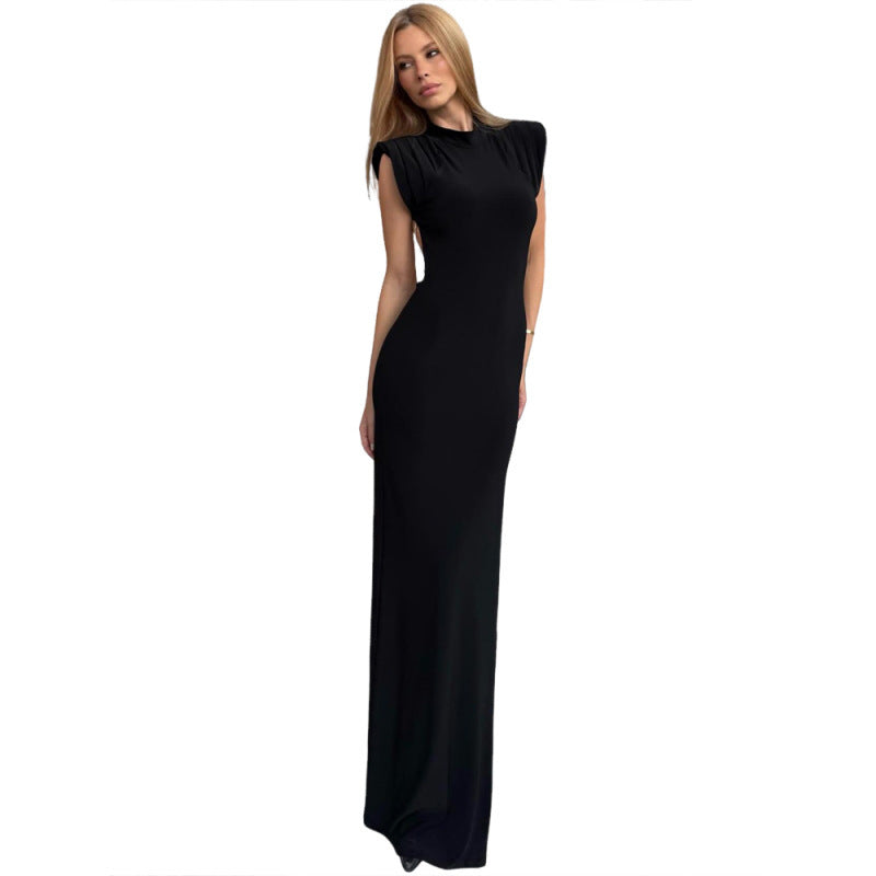 Damen Elegantes und figurbetontes Maxikleid mit Puffärmeln Drune