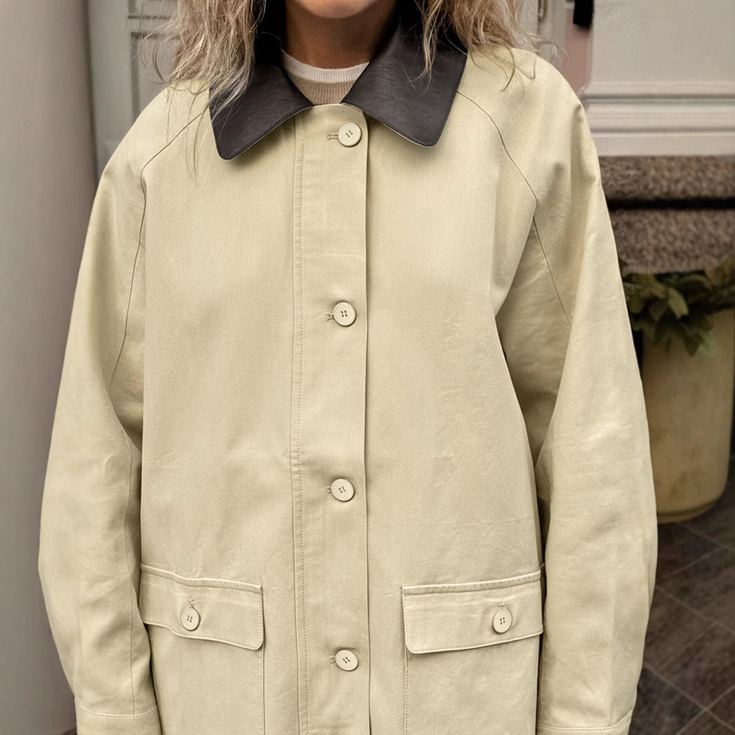 Damen Urbaner Utility-Mantel mit kontrastierendem Kragen und praktischen Taschen Drune
