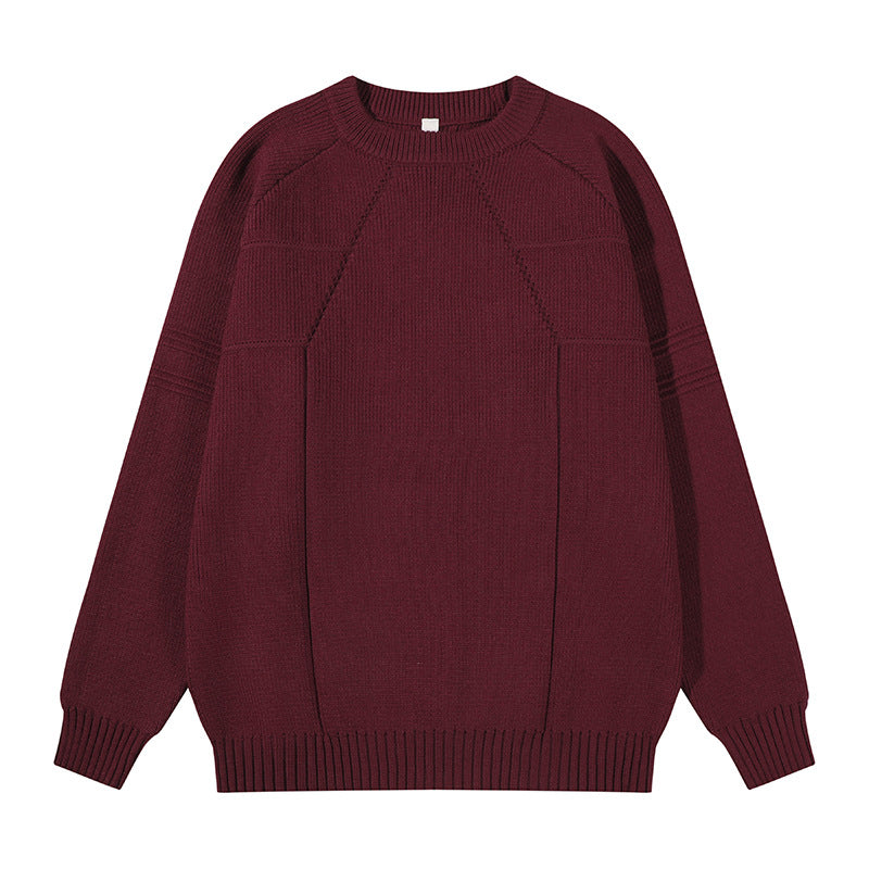 Unisex Grobgestrickter Oversize-Pullover mit Raglanärmeln und strukturierten Einsatznähten Drune