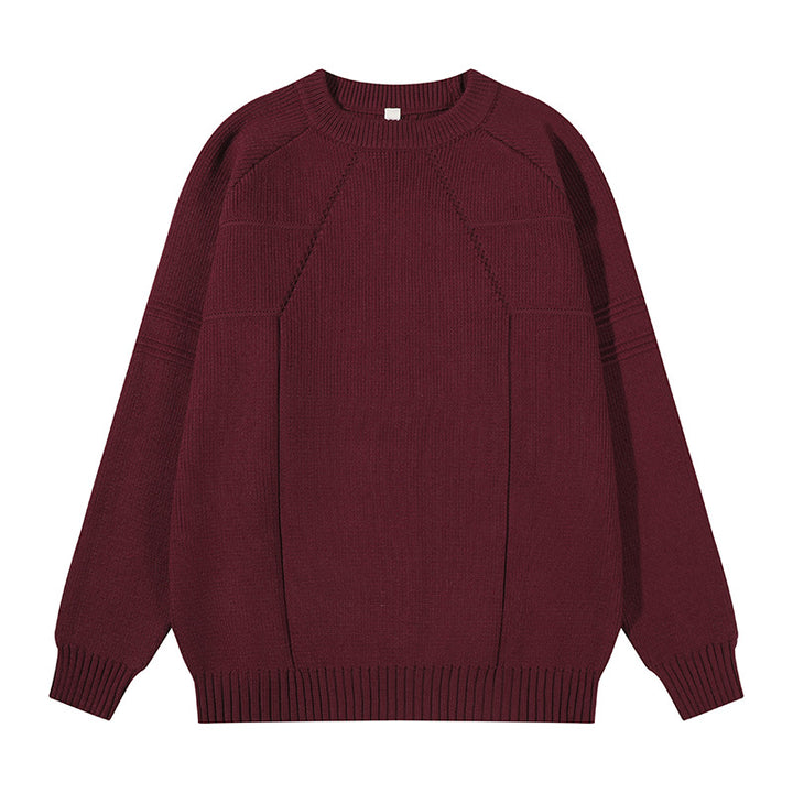 Unisex Grobgestrickter Oversize-Pullover mit Raglanärmeln und strukturierten Einsatznähten Drune