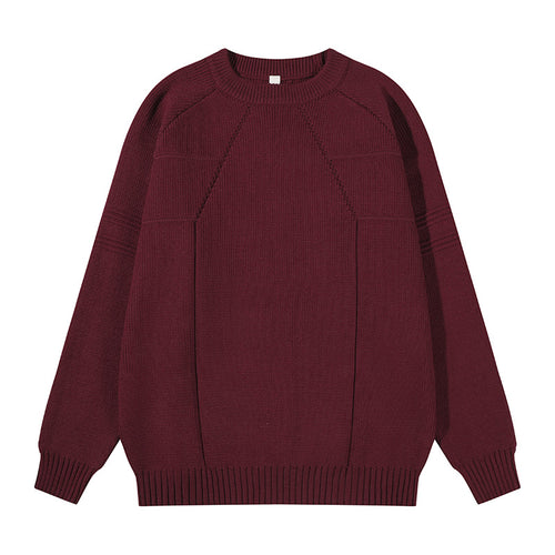Unisex Grobgestrickter Oversize-Pullover mit Raglanärmeln und strukturierten Einsatznähten Drune