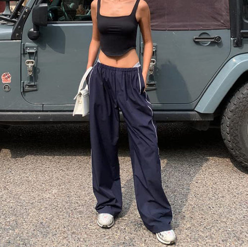 Damen Sporthose mit weitem Bein und elastischem Bund