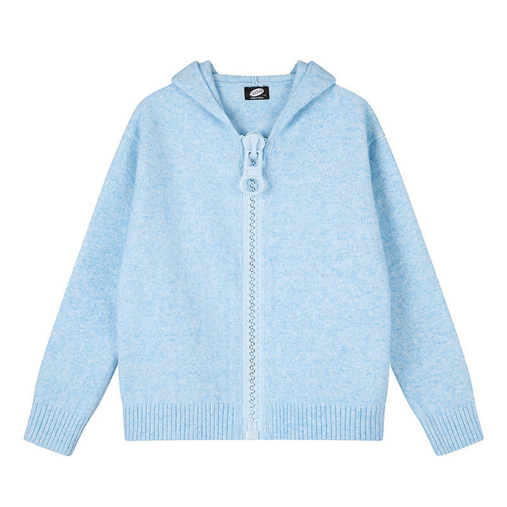 Damen Kapuzen-Strickjacke mit übergroßem Reißverschluss und softem Mohair-Mix Drune