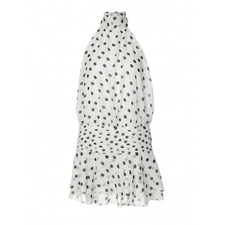 Damen Polka-Dot Minikleiderset mit schulterfreiem Hals und voluminösem Rock Drune