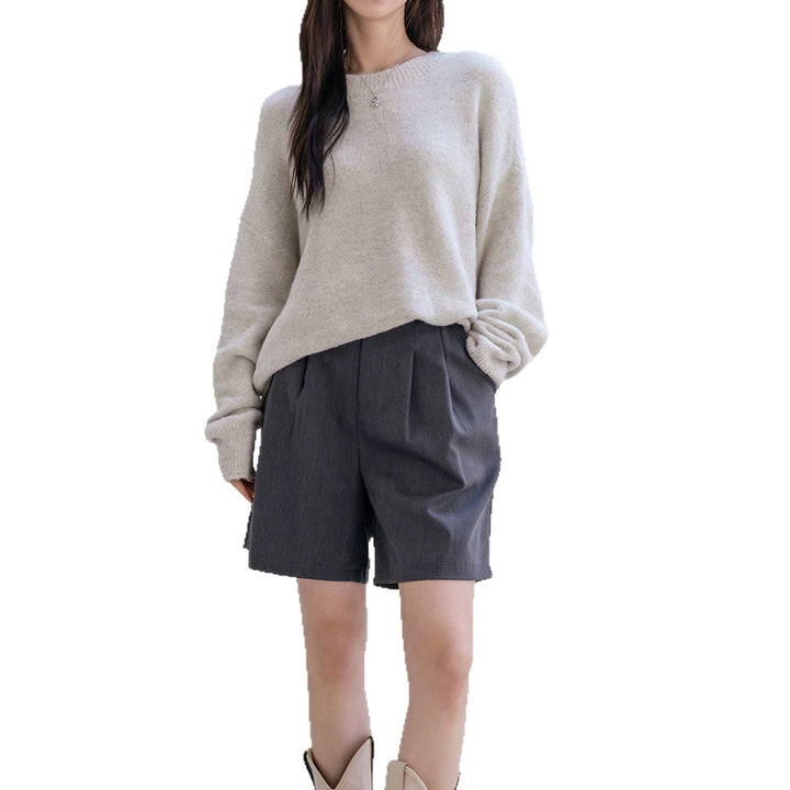 Damen lässiger Strickpullover mit modischem Schnitt und feinem Texturspiel Drune