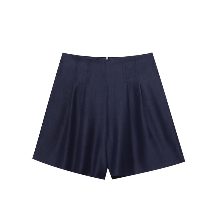 Damen elegantes Shorts-Set mit geschlitzen Bein und hohem Bund Drune