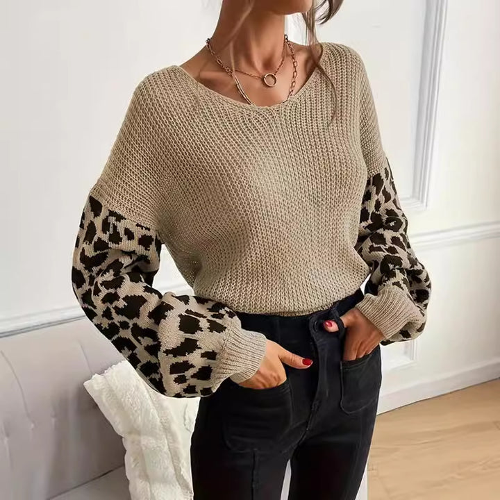 Damen Modernes Strickoberteil mit tierischem Muster und lässigem Schnitt Drune