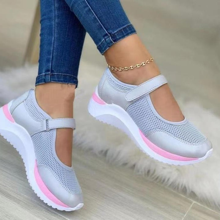 Damen Sportive Mary-Jane-Sneaker mit Klettverschluss und atmungsaktivem Mesh Drune