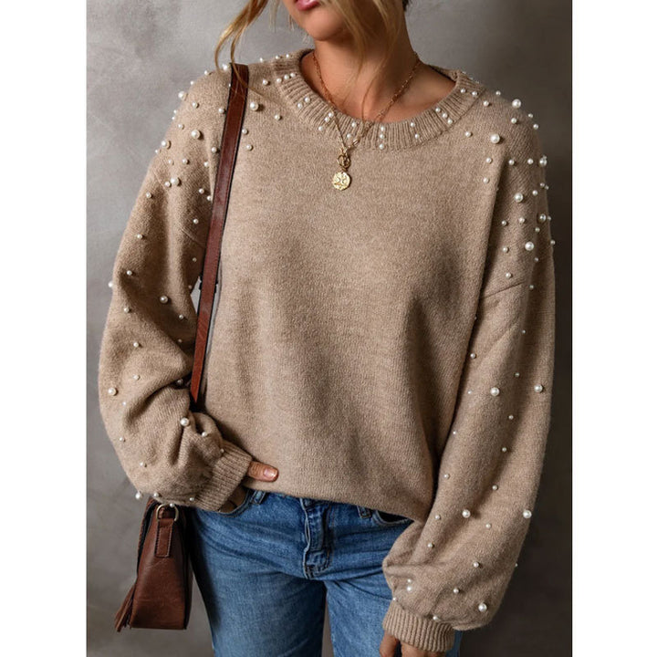 Damen Strickpullover mit Perlendetails Drune