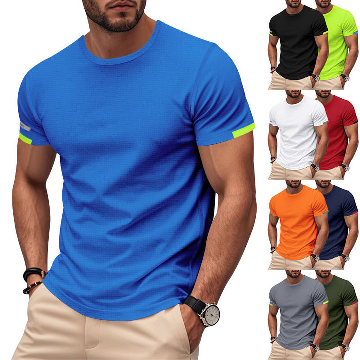 Herren nan athletisches Kurzarm Baumwolljersey T-Shirt mit Rundhalsausschnitt und reflektierenden Ärmeldetails Drune