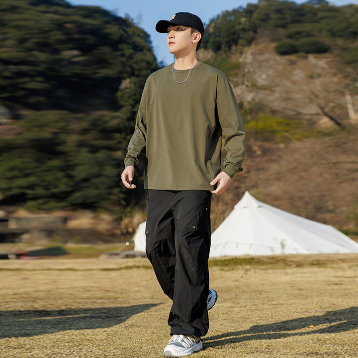 Herren Oversize-Sweatshirt aus Baumwollmix mit Rundhalsausschnitt und gerippten Bündchen Drune