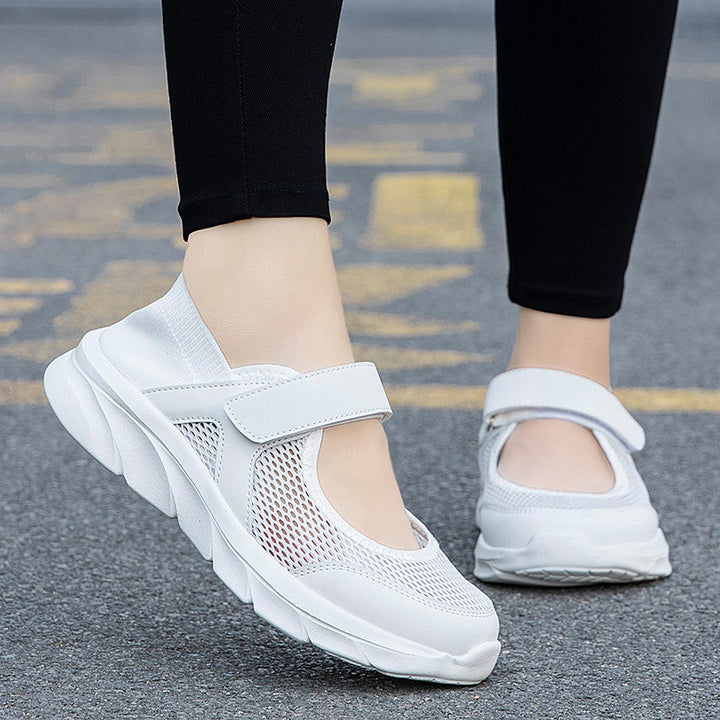 Damen nan Komfort-Riemchen-Sneaker mit Klettverschluss nahtlosem Strickschaft und dämpfender Leichtsohle Drune