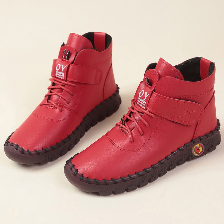 Damen nan knöchelhohe Komfort-Schnürbooties mit Klettverschluss und profilierter Gummilaufsohle Drune