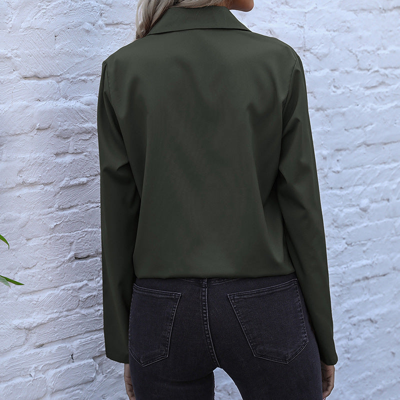 Damen Hemdbluse mit Kordelzug, Brusttaschen & lockerer Passform Drune