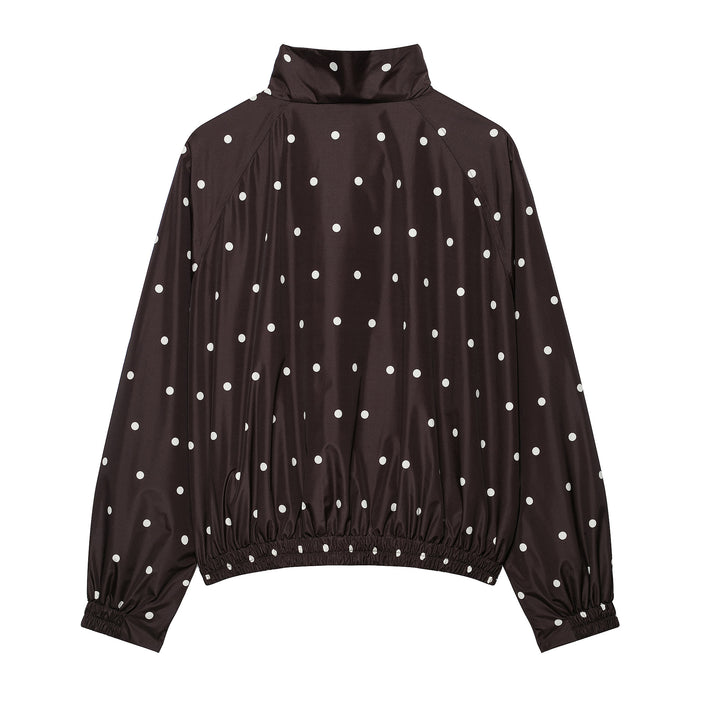 Damen Leichte wattierte Windjacke mit Stehkragen und Polka‑Dot‑Print Drune