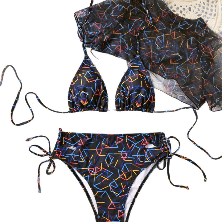 Damen Triangel-Bikini mit transparentem Übertop Drune