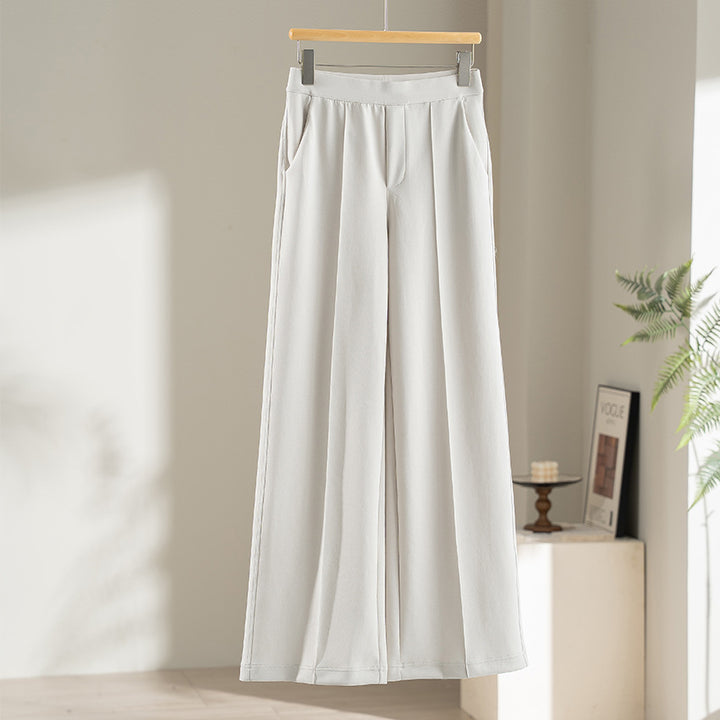 Damen Weite Palazzo-Hose aus Ponte-Jersey mit elastischem Komfortbund und Bügelfalte Drune