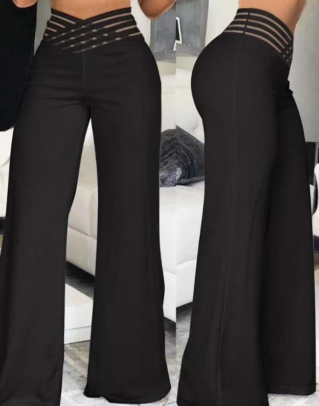 Damen Elegante High-Waist Palazzo-Hose mit Cut-Out-Details Drune