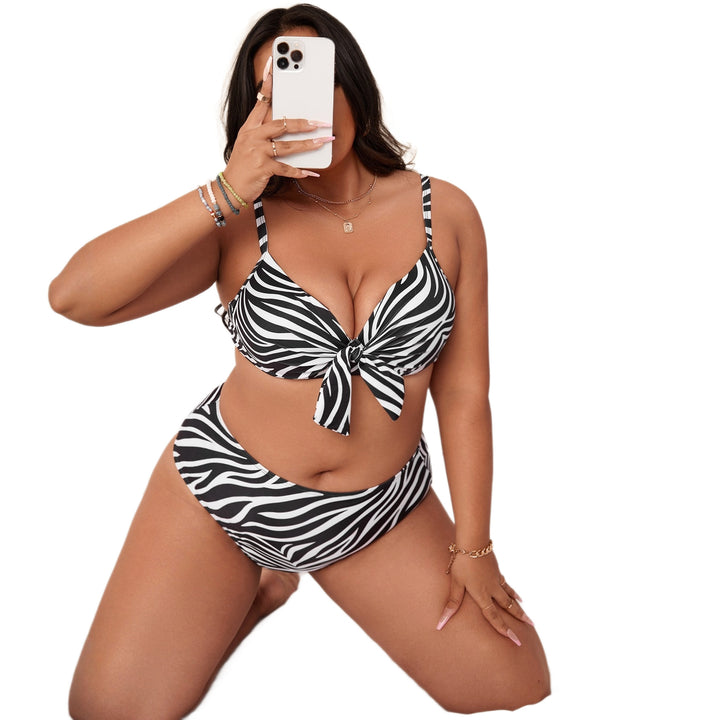 Damen Bunt gemusterter Bikini mit Knotendetail Drune