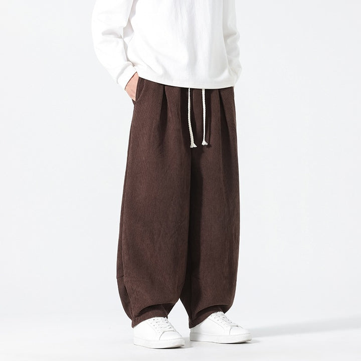 Herren Ballon‑Cordhose mit hoher Leibhöhe, Kordelzug und Faltenlegung Drune