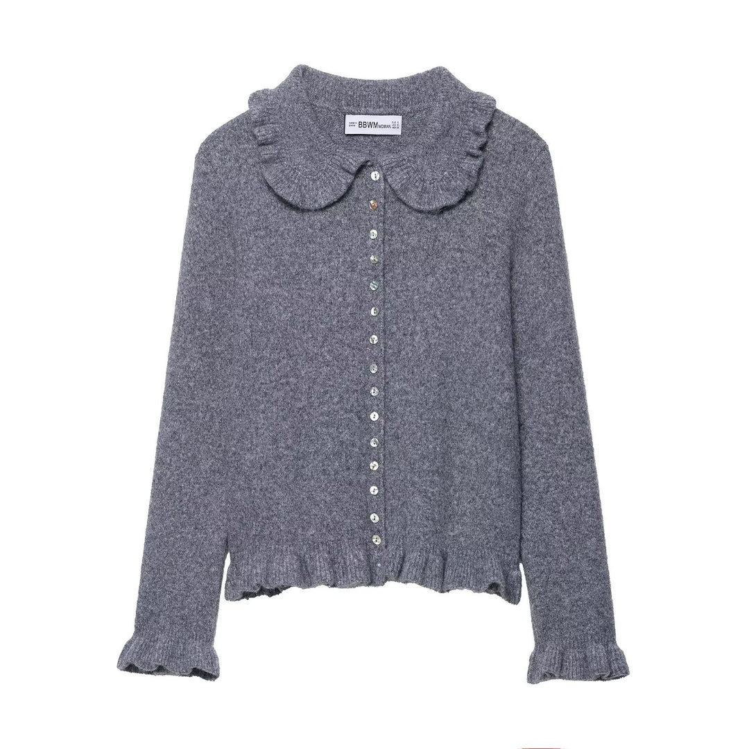 Damen Verspielte Strickjacke mit Rüschen Drune