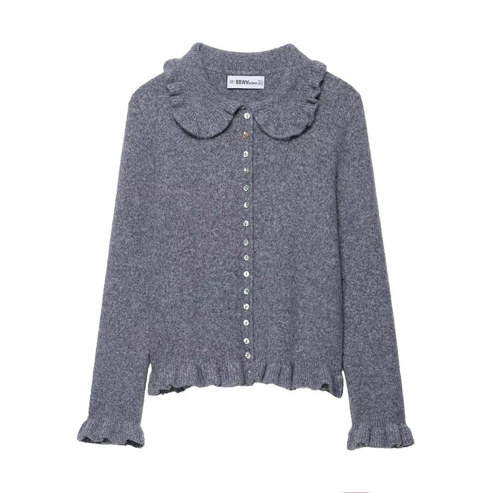 Damen Verspielte Strickjacke mit Rüschen Drune
