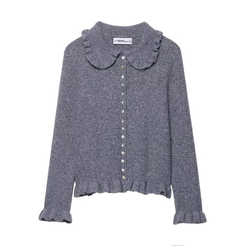 Damen Verspielte Strickjacke mit Rüschen Drune