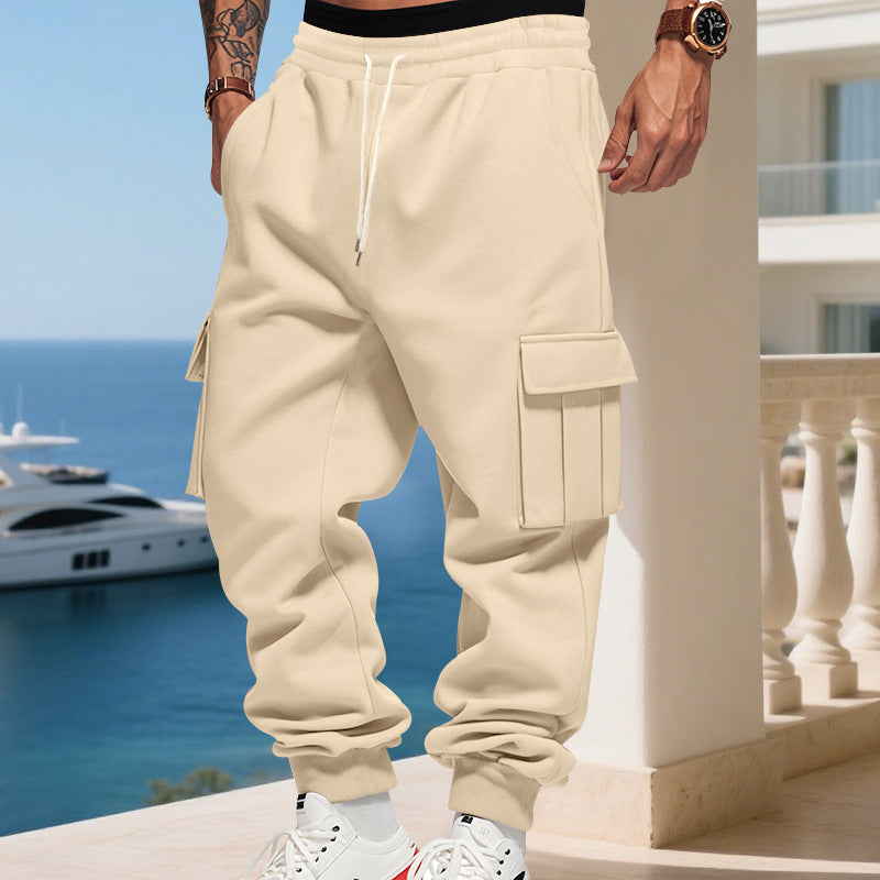 Herren Cargo-Jogginghose mit großzügigen Klappentaschen, elastischem Bund und gerippten Bündchen Drune
