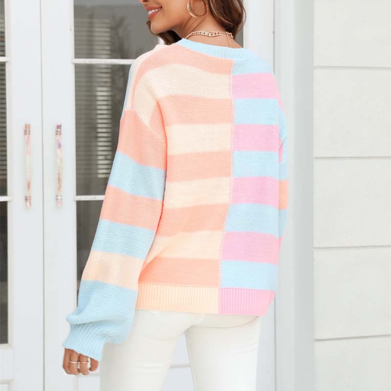Drune | Farbiger Gestreifter Strickpullover Mit Stil