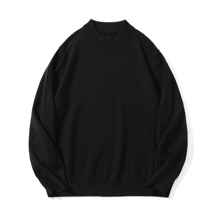Unisex Feiner Strickpullover mit Mockneck, Oversize-Schnitt und gerippten Bündchen Drune